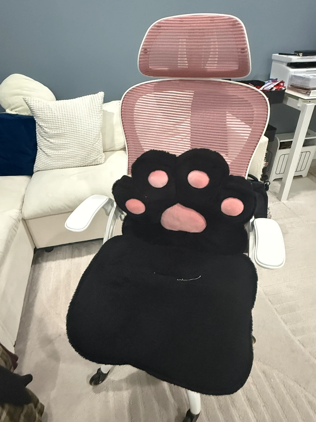 Cute Paw Print Chair Cushion & Pink Office Chair Set - photo 2