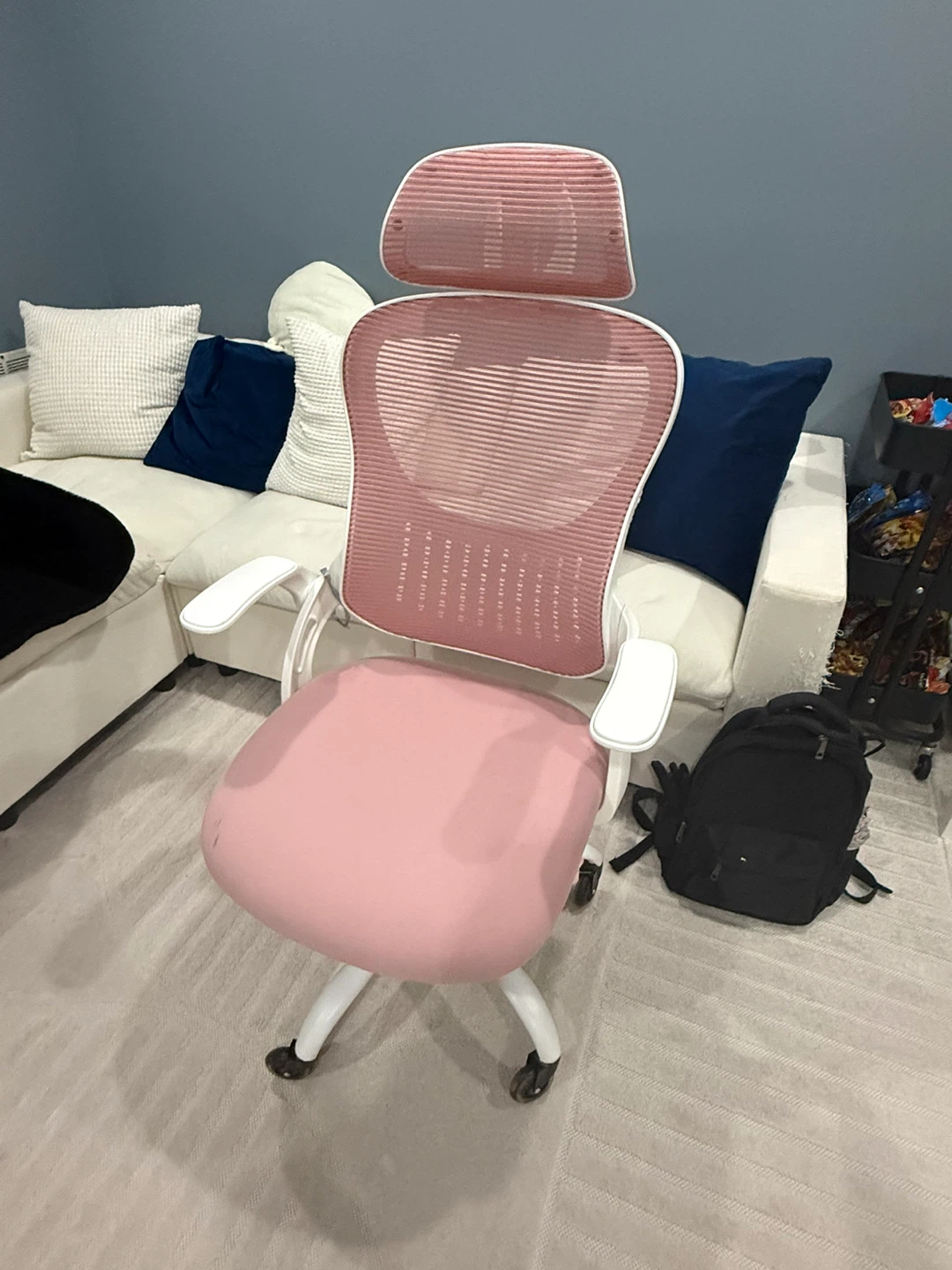 Cute Paw Print Chair Cushion & Pink Office Chair Set