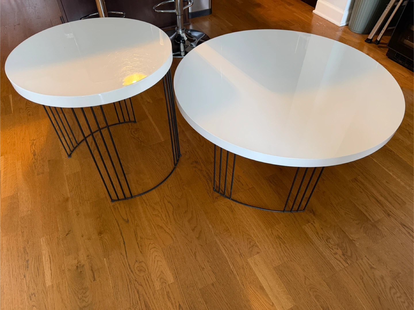 Coffee and End Table with Black Metal Legs