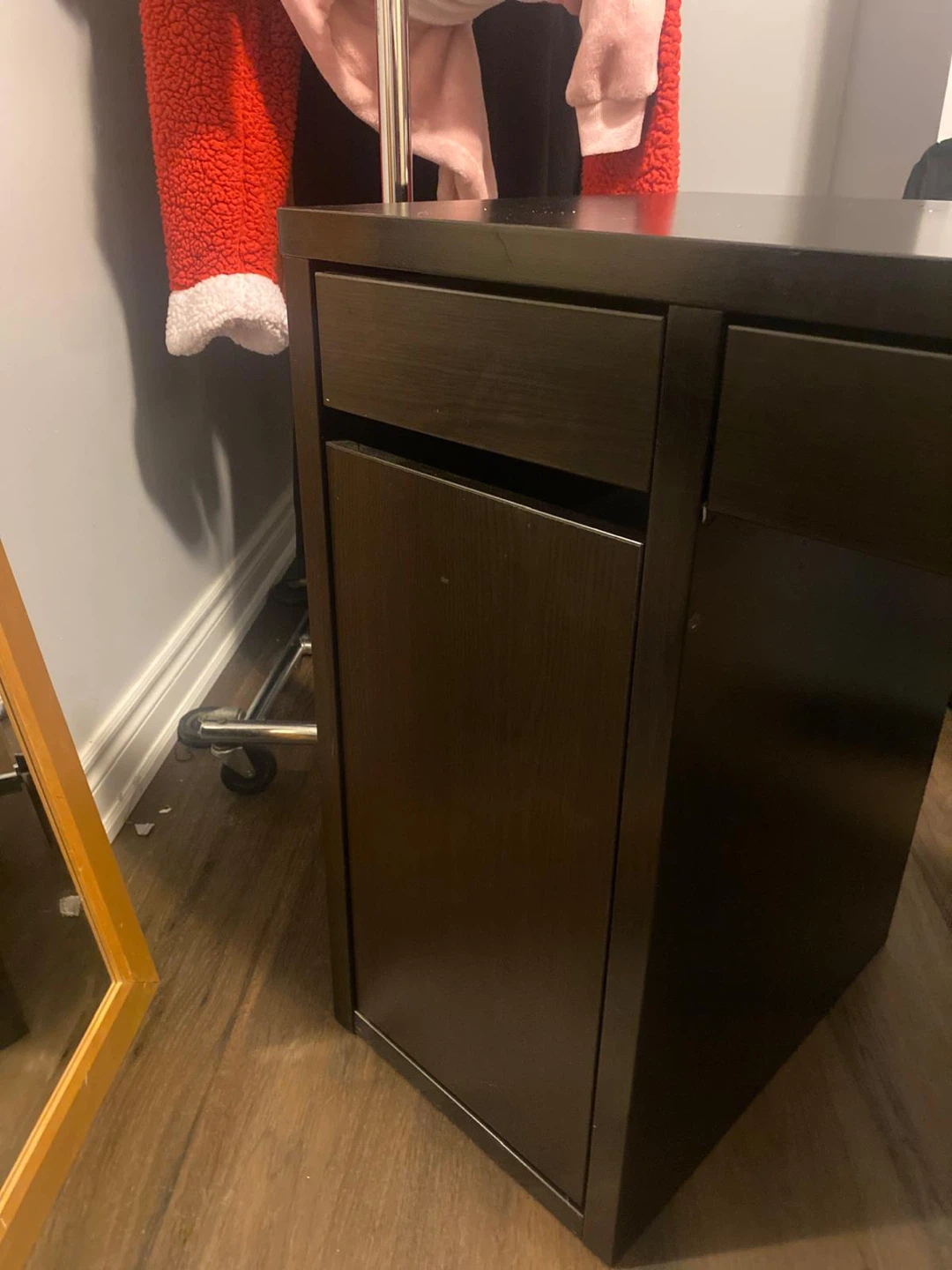 Dark Brown Desk with Drawer and Cabinet - photo 2