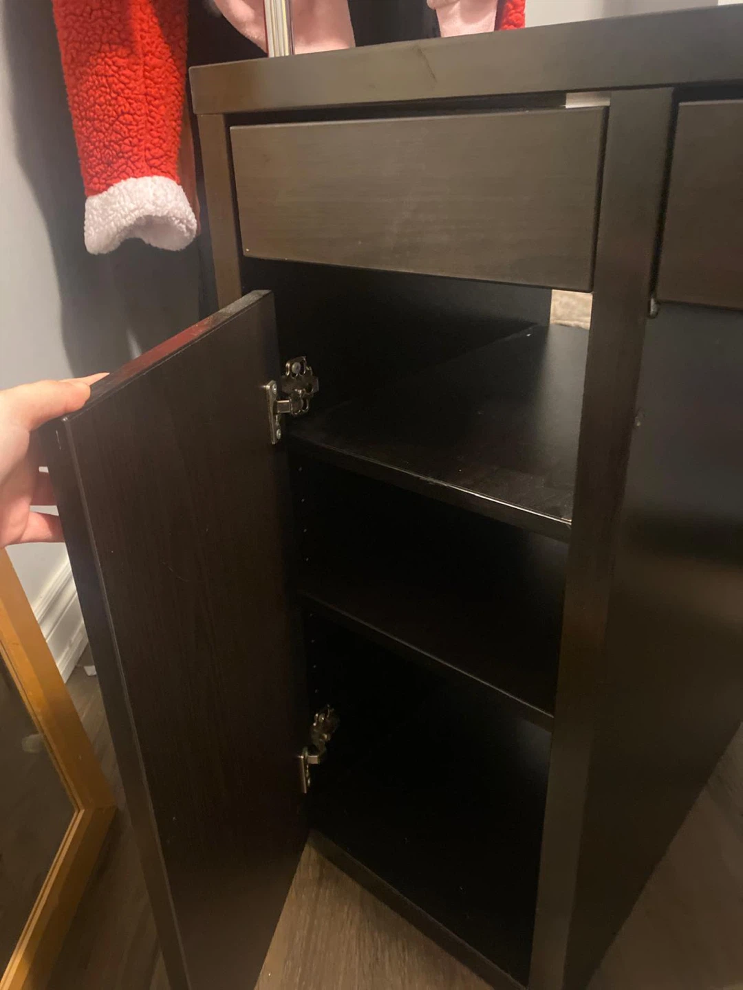 Dark Brown Desk with Drawer and Cabinet - photo 3