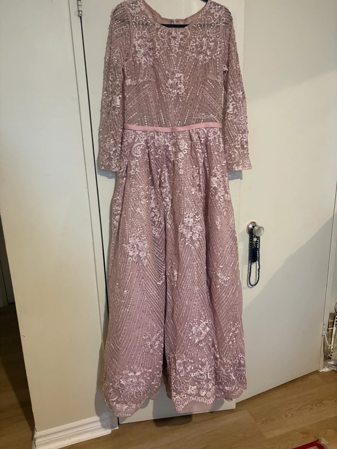 Women's Long Sleeve Embellished Evening Gown