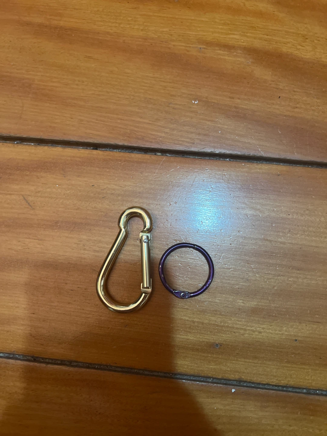 Gold Carabiner and Purple Binder Ring Set