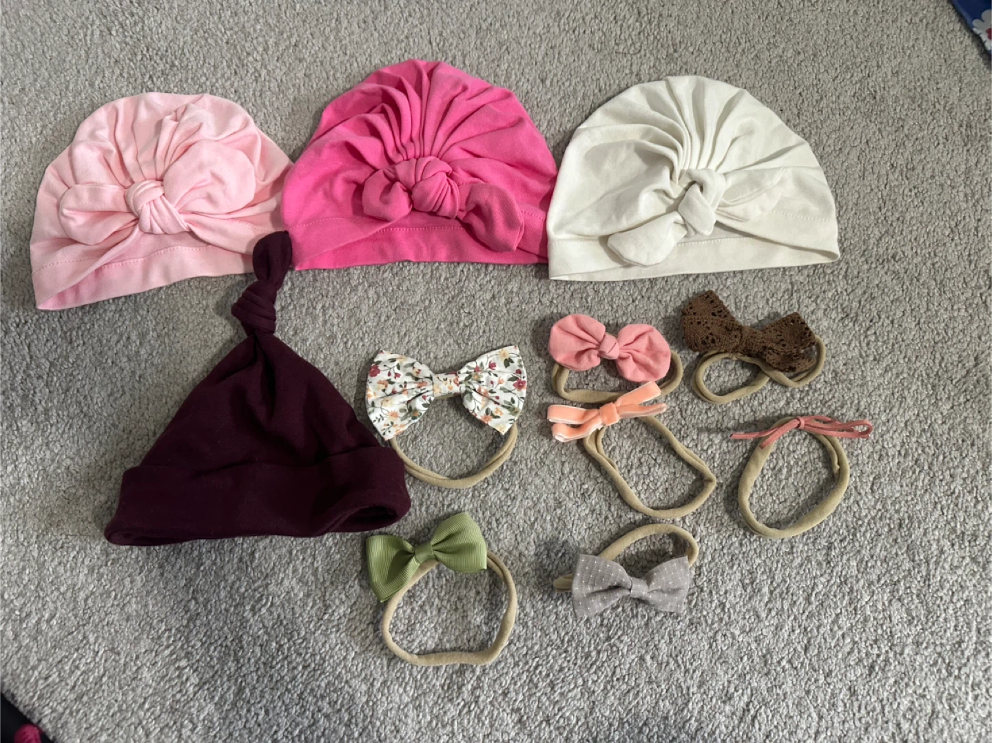 Baby Headbands and Hats Set and pillow