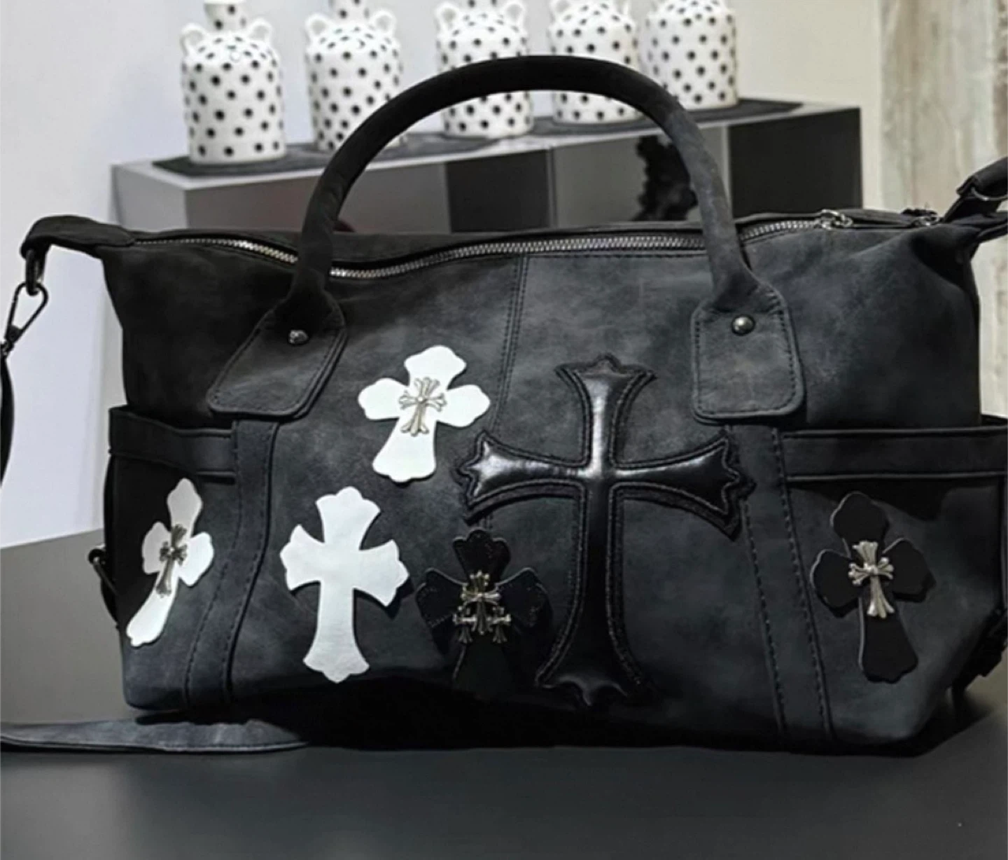 Black chrome hearts Cross Embellished Duffel Bag - photo 2