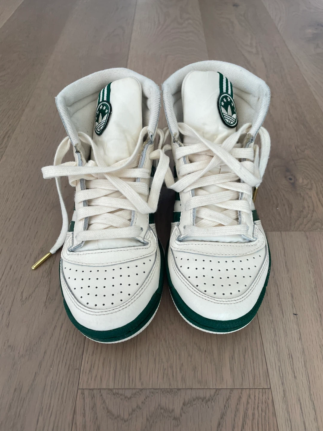 Kids Adidas High Top Sneakers - White/Green - photo 2