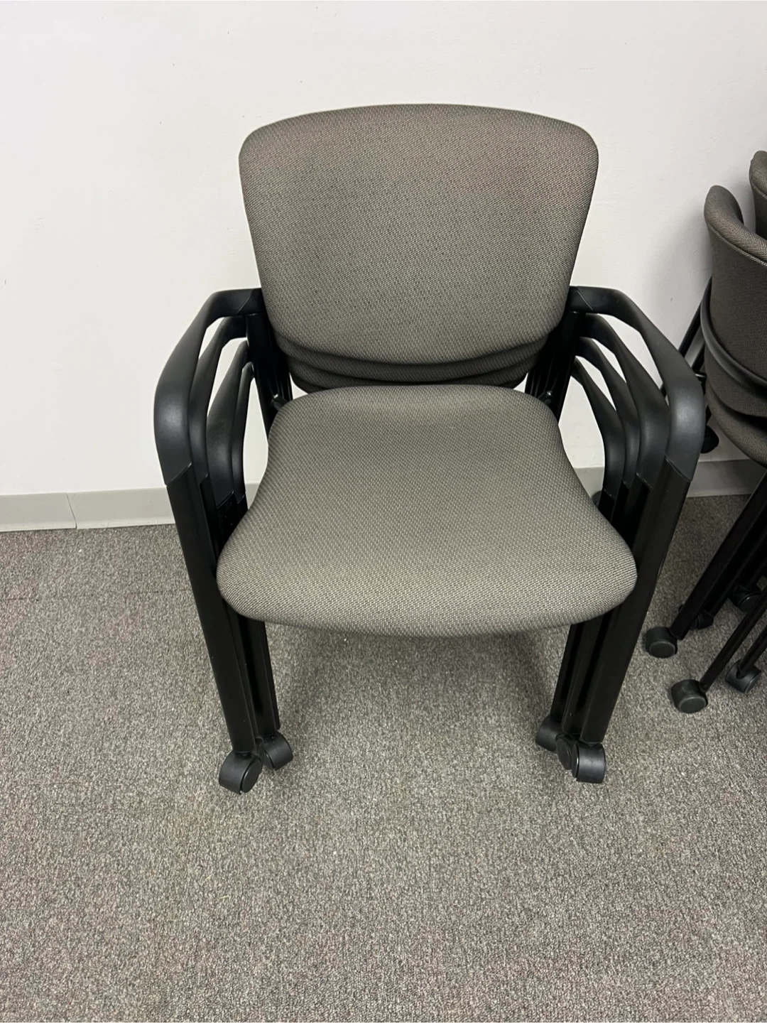 Haworth Improv Stacking Gray Chairs On Wheels - photo 2