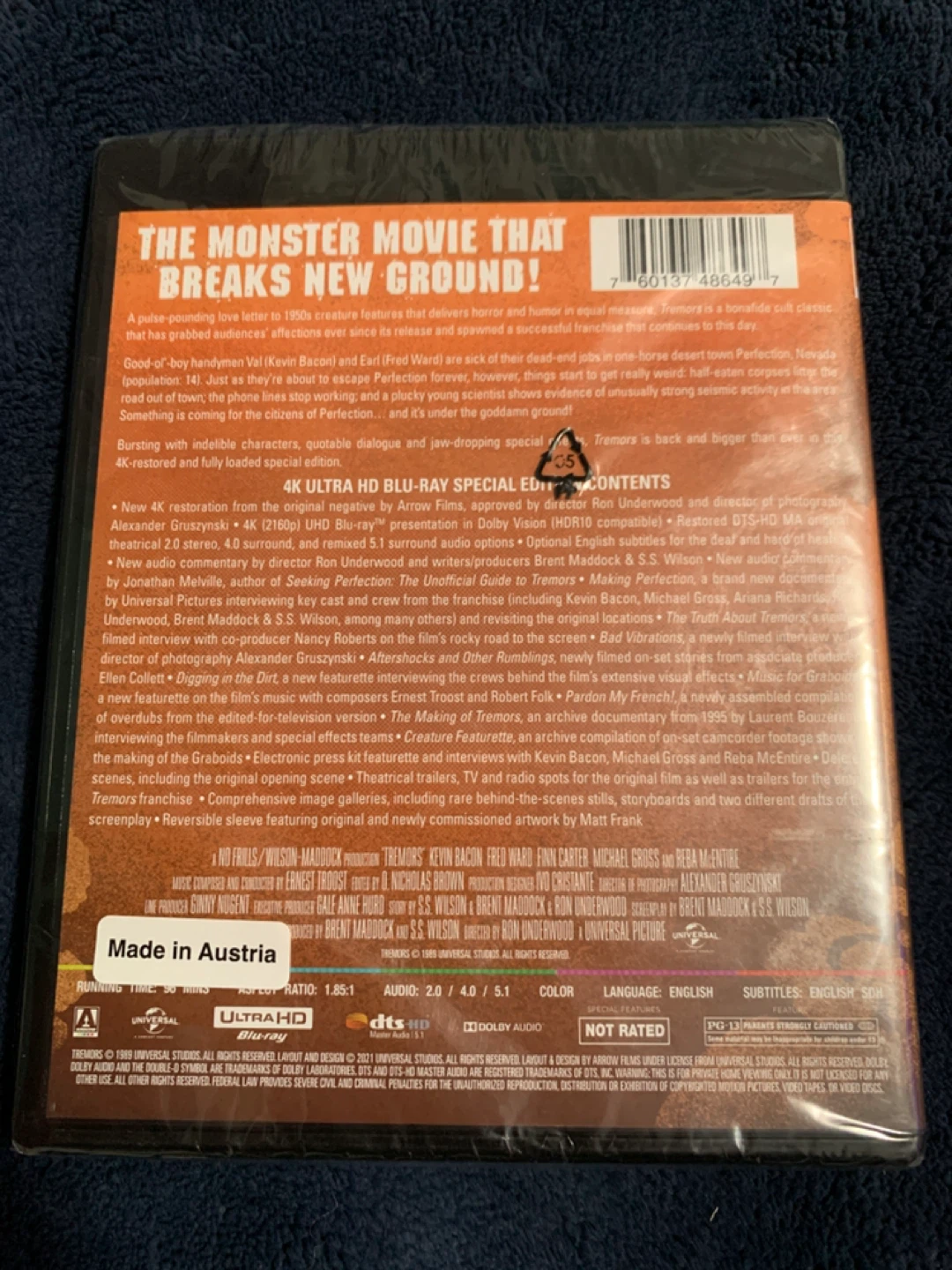 Sealed Tremors (Ultra HD, 1990) 4k UHD Arrow Video 2021 - photo 2