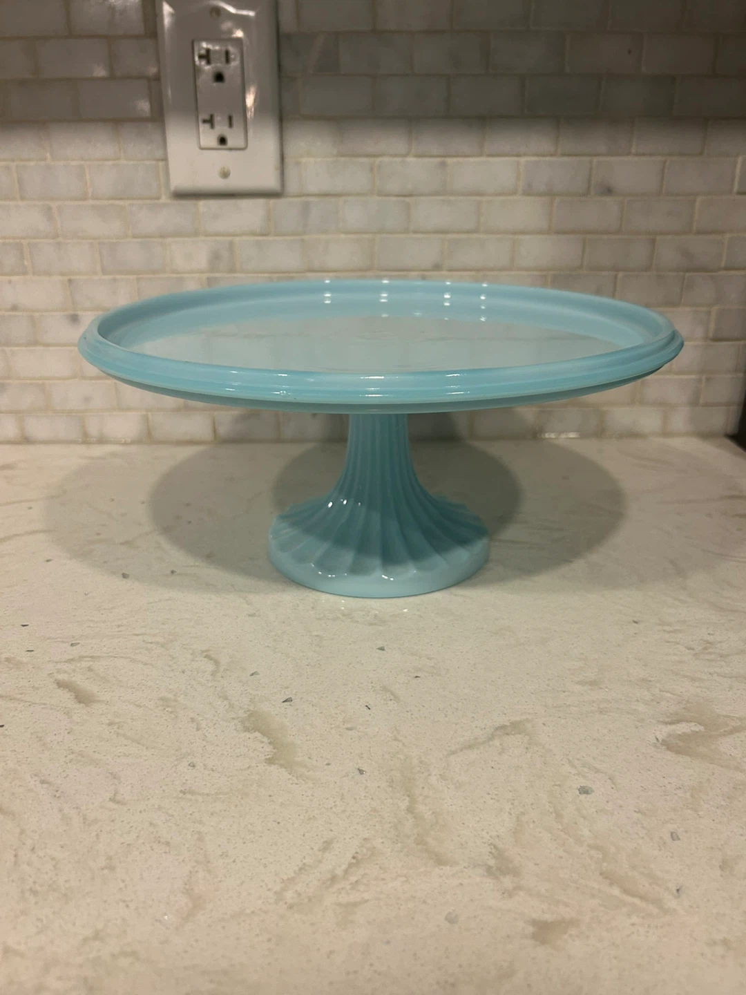 Light Blue Glass Cake Stand