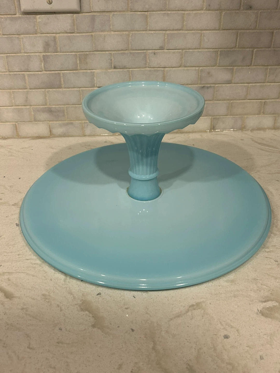 Light Blue Glass Cake Stand - photo 3