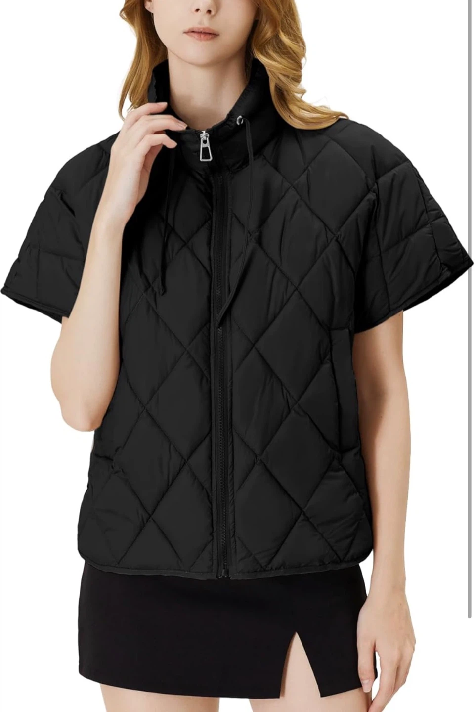 NEW! Ogfao Black Quilted Short Sleeve Puffer Vest - photo 2