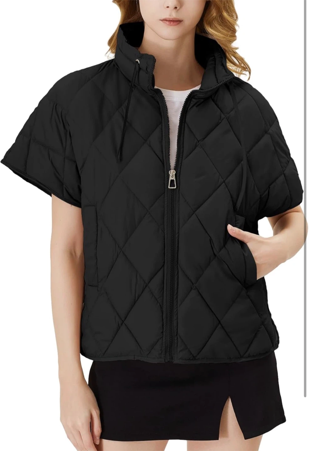 NEW! Ogfao Black Quilted Short Sleeve Puffer Vest - photo 3
