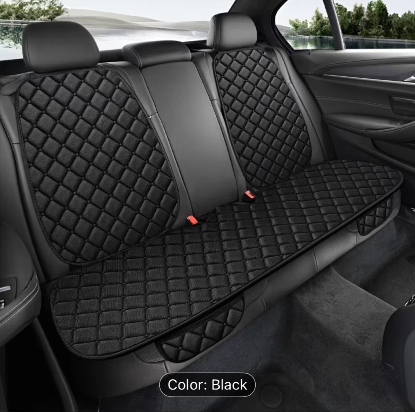 Black Quilted Car Seat Cover Set