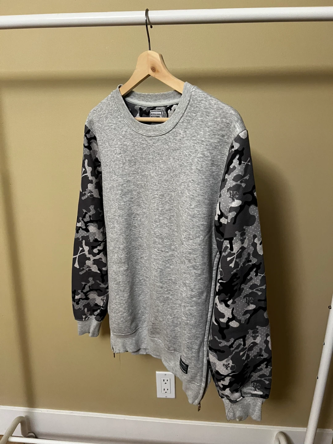 Grey Camo Sleeve Crewneck Sweatshirt