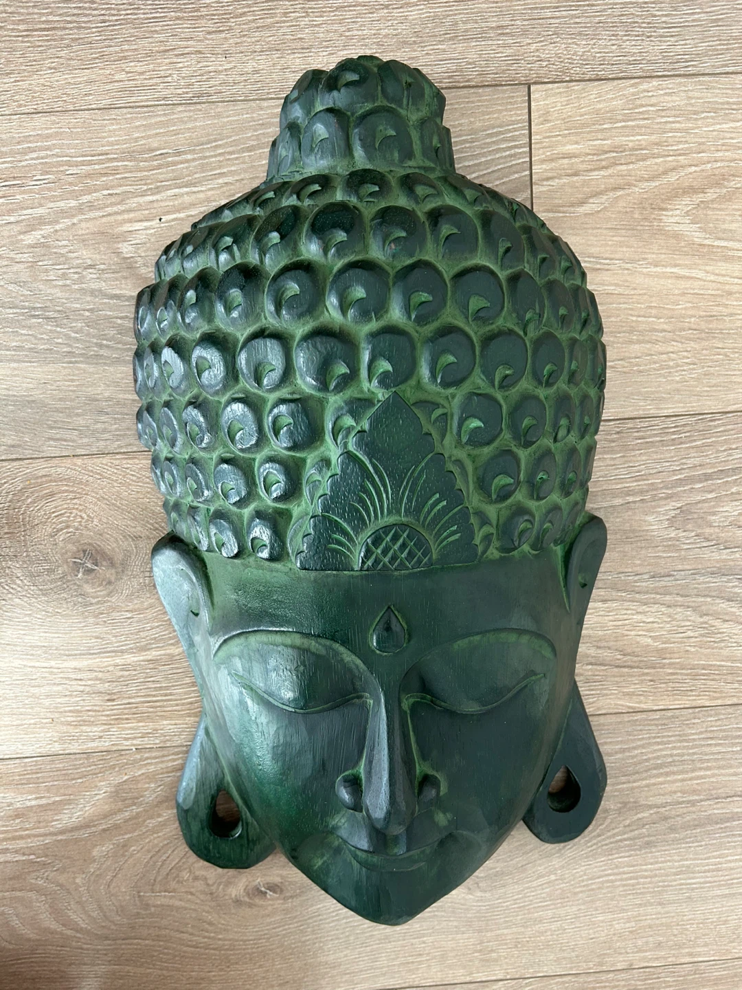 Large 19” Hand-Carved Wooden Buddha Mask - photo 5