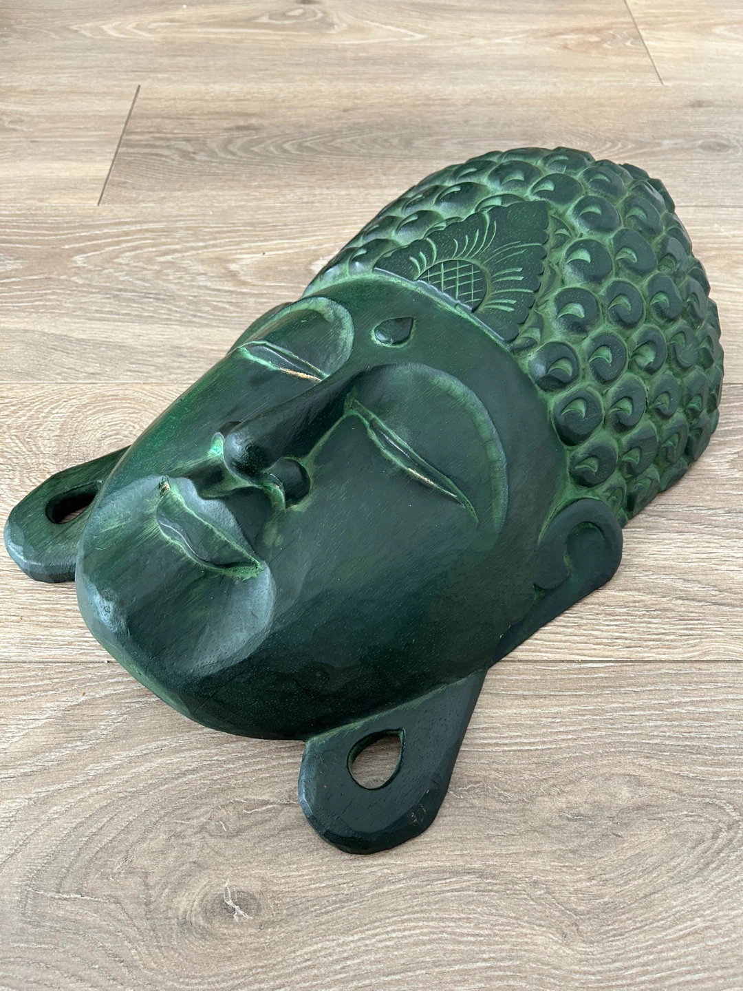 Large 19” Hand-Carved Wooden Buddha Mask - photo 4
