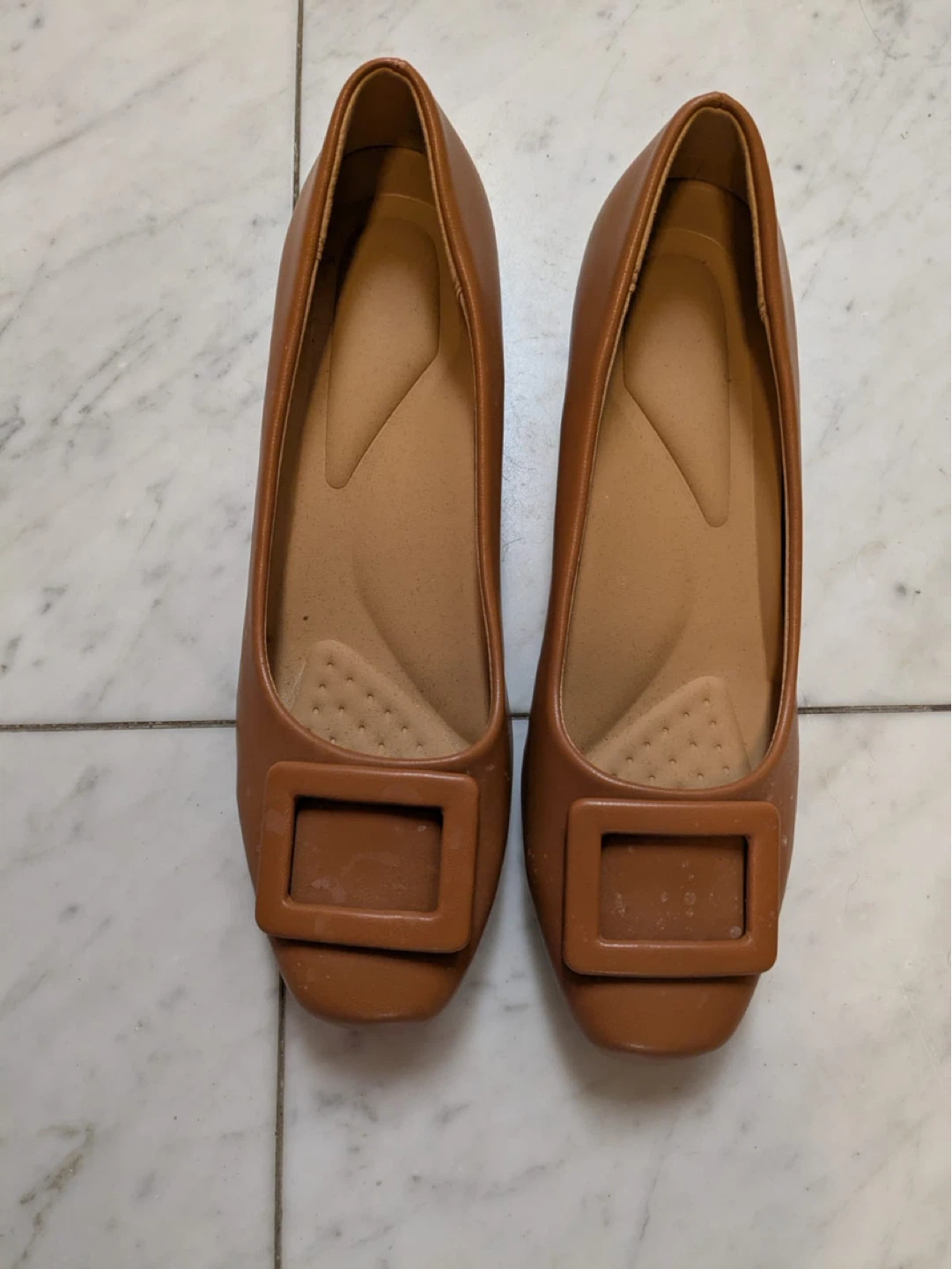 Brown Ballet Flats with Buckle