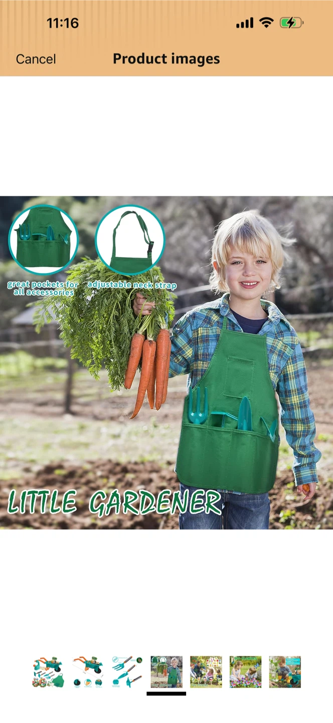 Kids Garden Tool Set with Wheelbarrow and Apron - photo 4