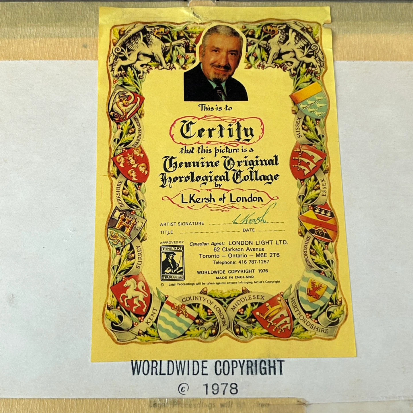 Vintage L. Kersh London Horological Collage –  (Certified) - photo 5