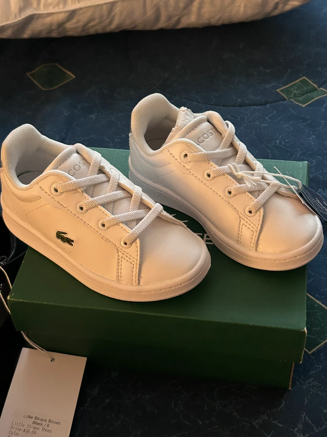 Lacoste White Leather Little Chimpion Strap Shoes Toddler Size 4 - photo 3