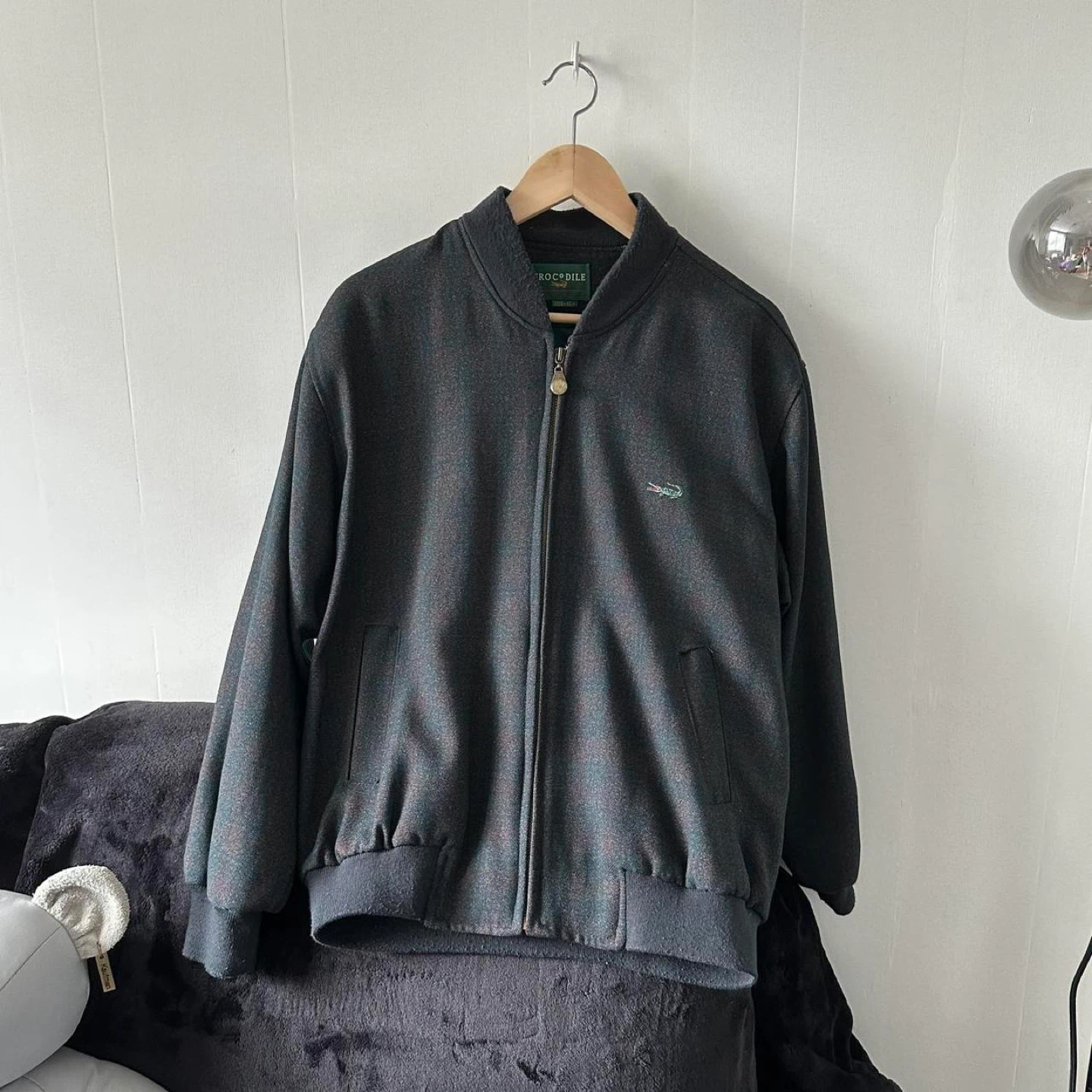 Dark green plaid bomber jacket