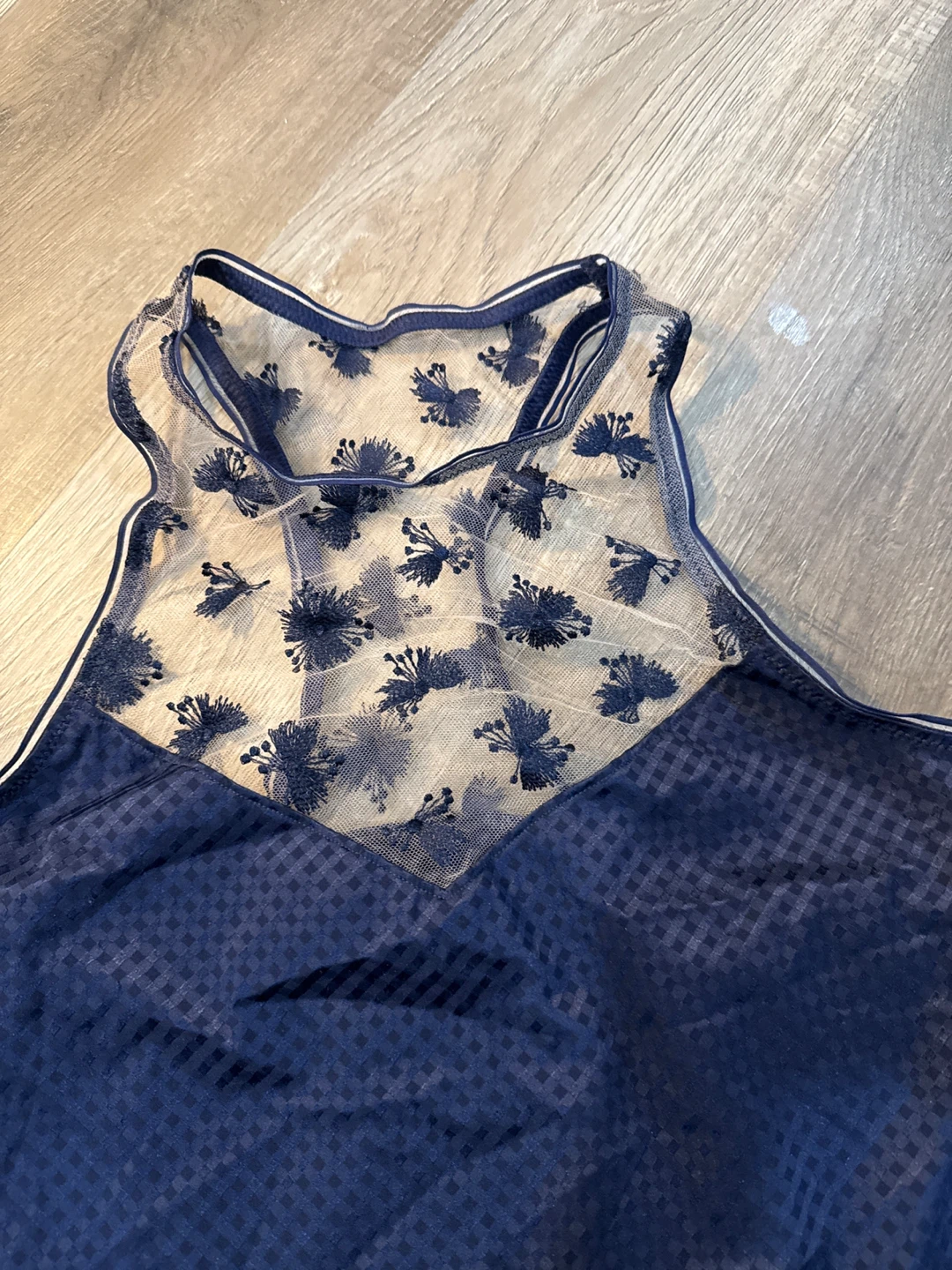 Simone Perele Navy Blue Sheer Floral Halter Top - photo 2