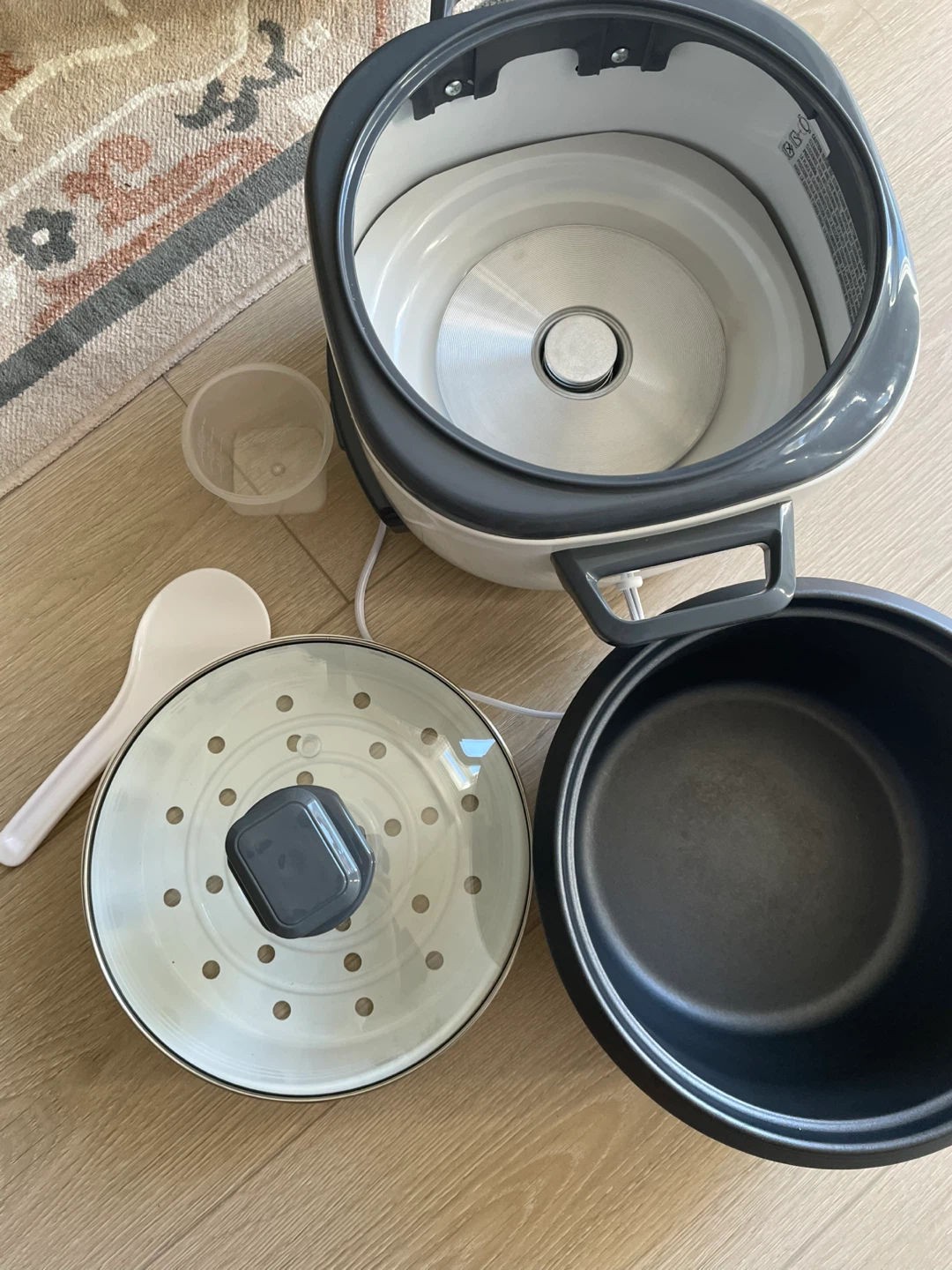 Rice Cooker with Steamer Basket and Measuring Cup