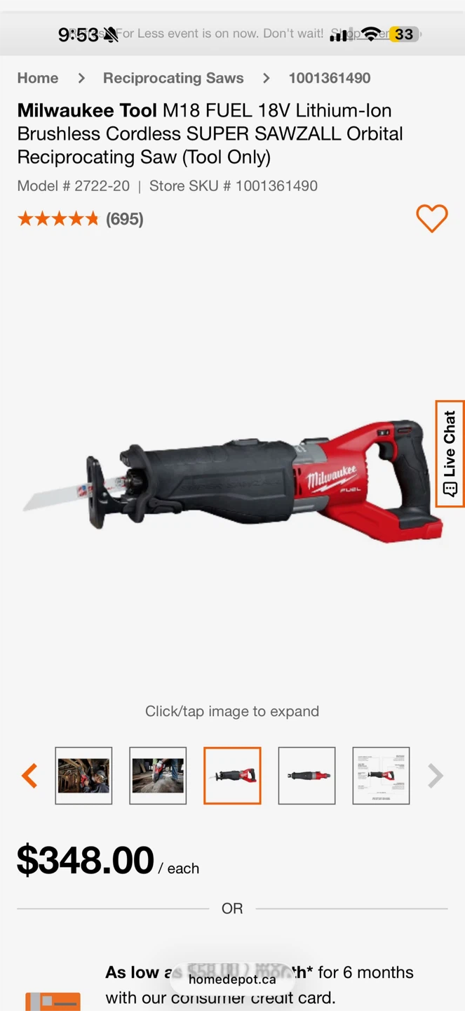 Milwaukee Tool M18 FUEL Orbital Reciprocating Saw (Tool Only)