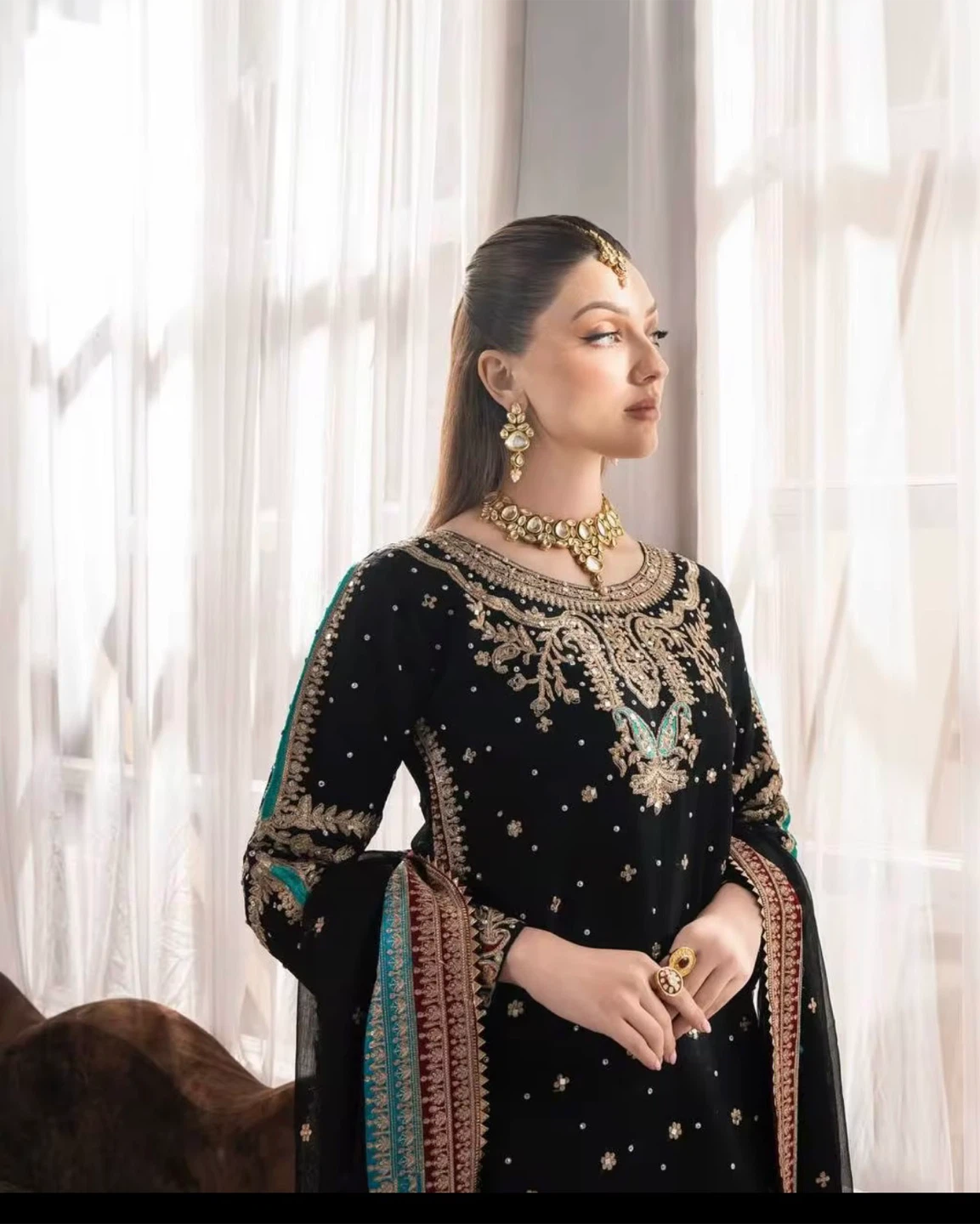 Embroidered Black Shalwar Kameez with Dupatta