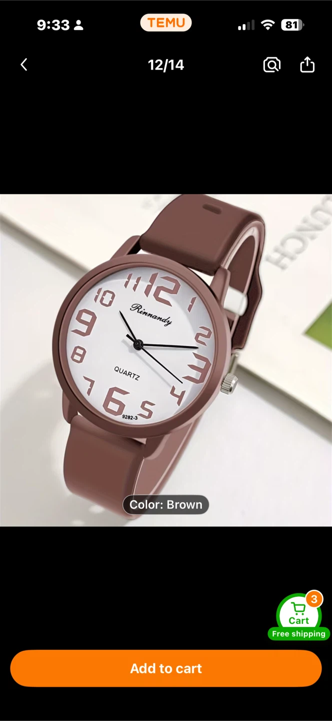 Rinnady Quartz Watch - Brown