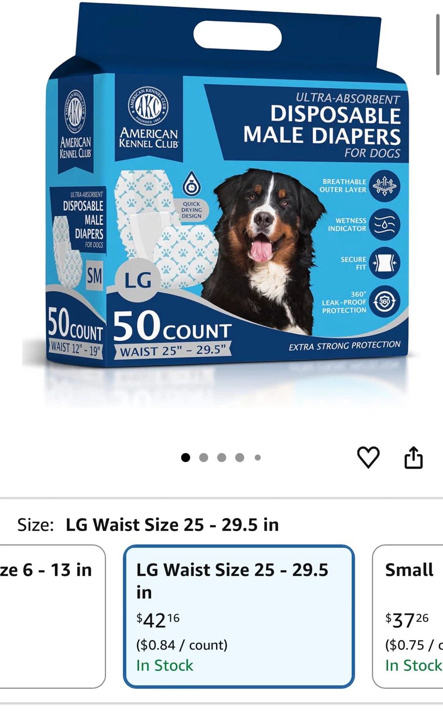 American Kennel Club Disposable Male Diapers - LG (50 Count) - photo 2