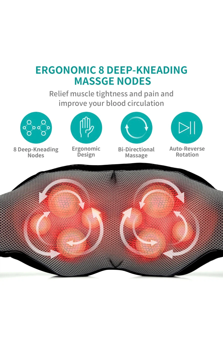 Nekteck Neck Massager with Heat - photo 2
