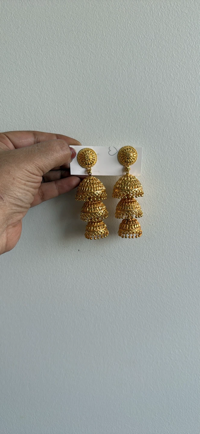 Gold Tone Layered Jhumka Earrings - photo 4