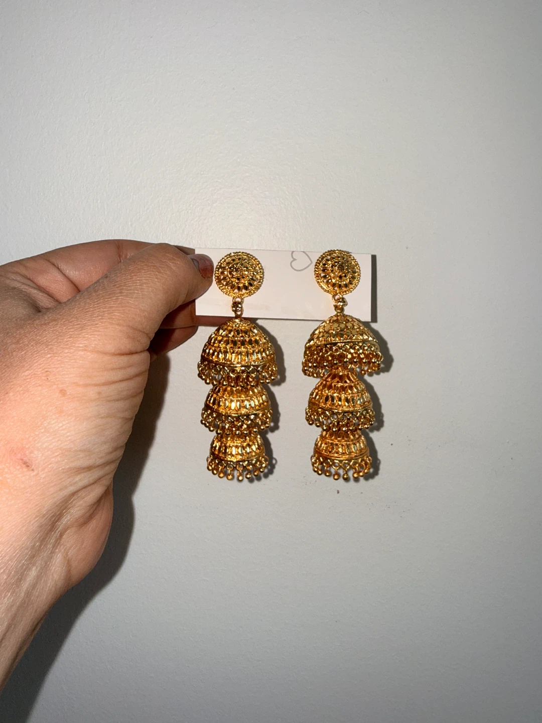 Gold Tone Layered Jhumka Earrings