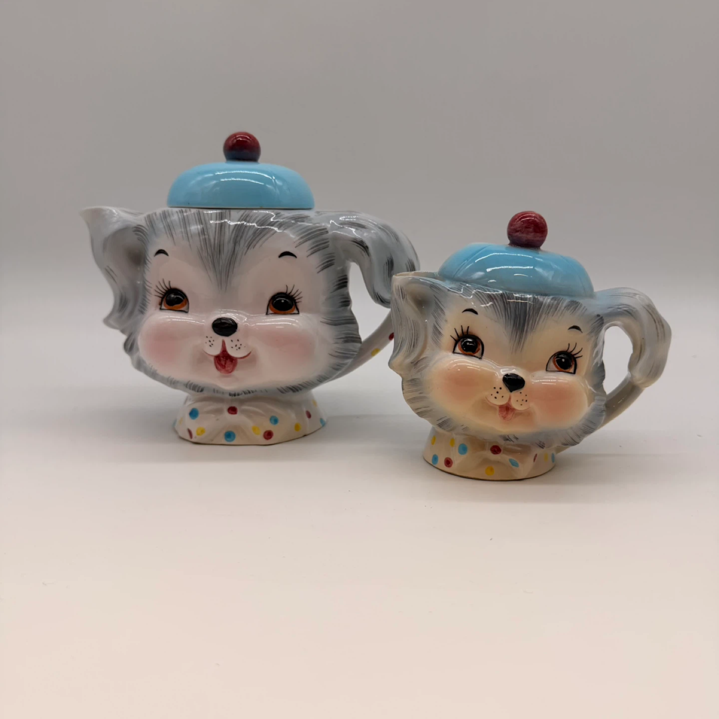Vintage Lefton Puppy Dog Teapot & Creamer Set Japan Rare