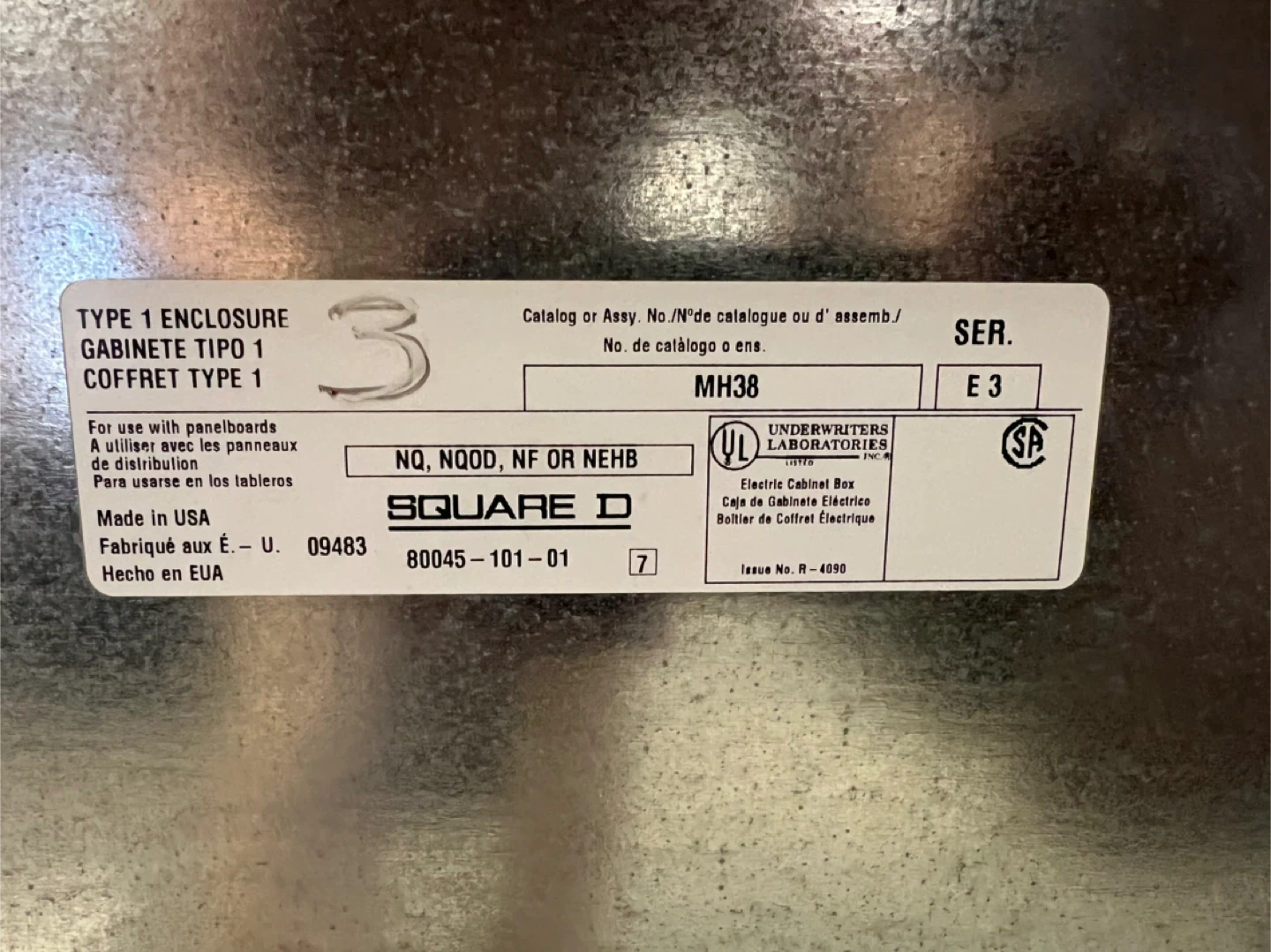 Square D MH38 Type 1 Enclosure Electrical Panel Box - photo 2