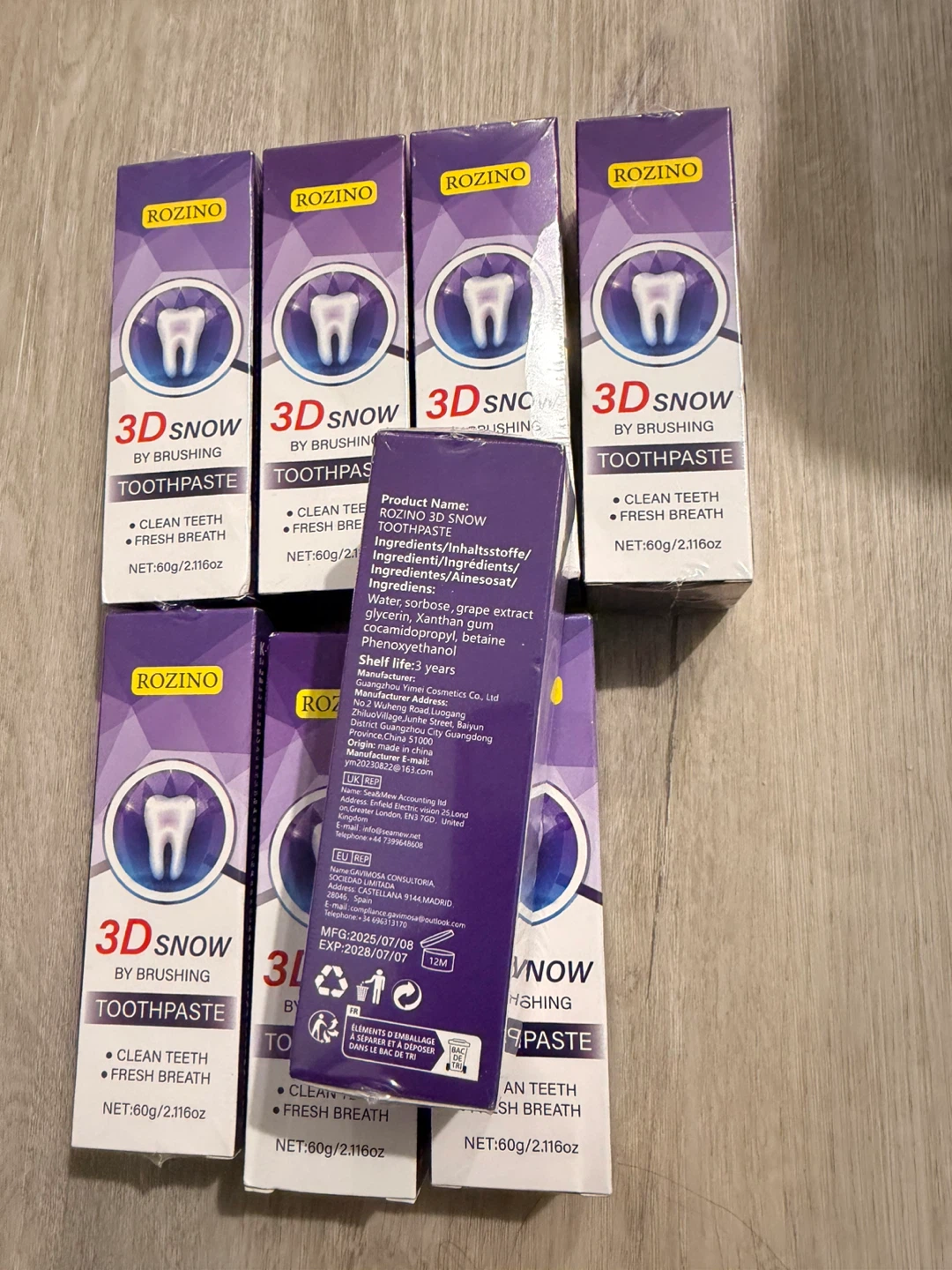7x Rozino 3D Snow Toothpaste Clean Teeth Fresh Breath 60g - photo 2