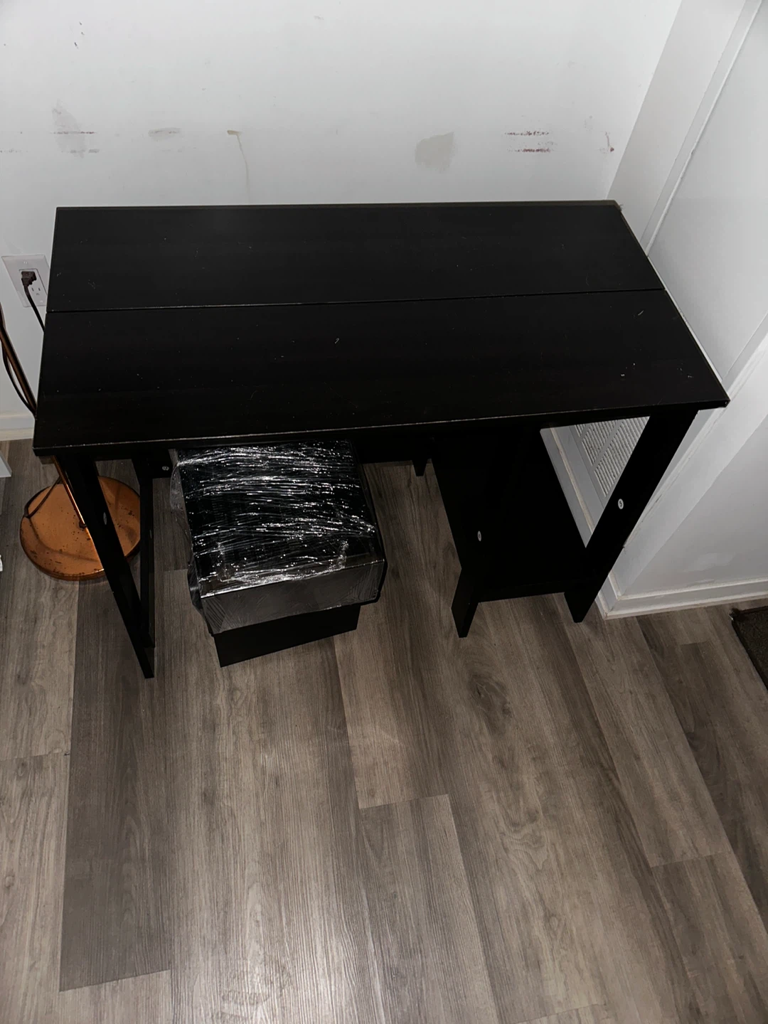 Black Wood Desk with Shelf - photo 2