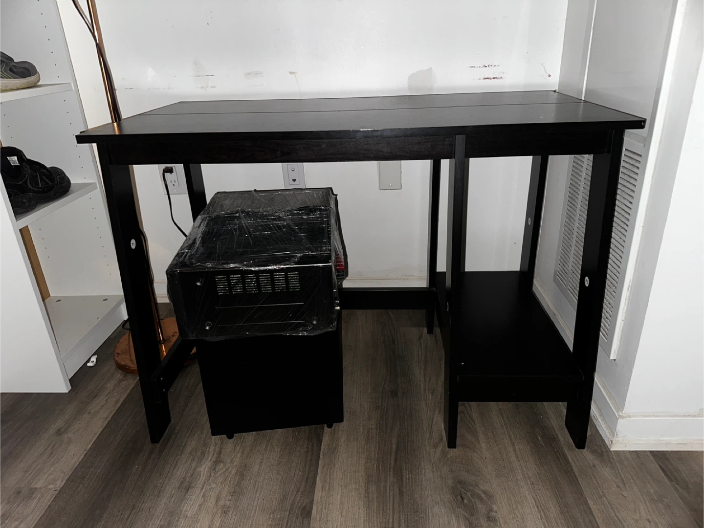 Black Wood Desk with Shelf