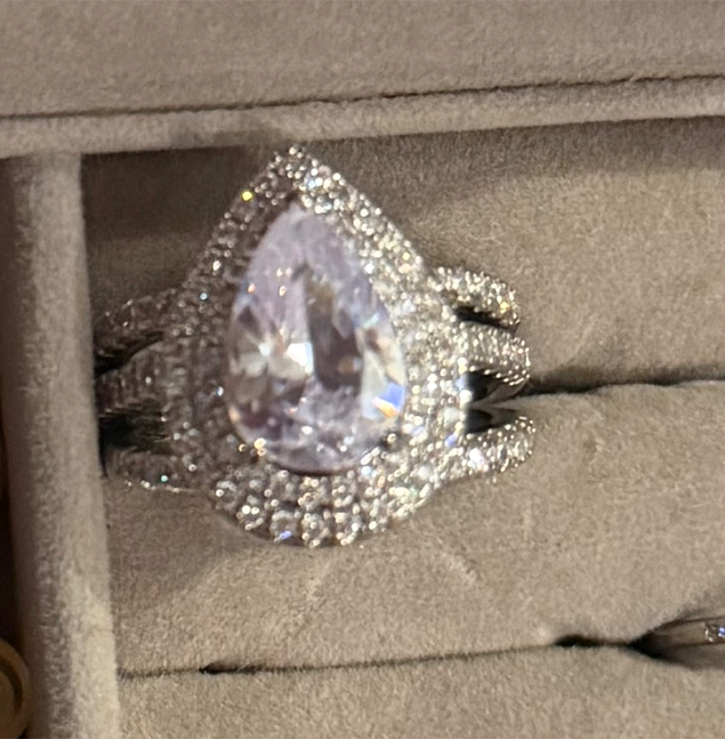 Pear Cut Cubic Zirconia Engagement Ring Set