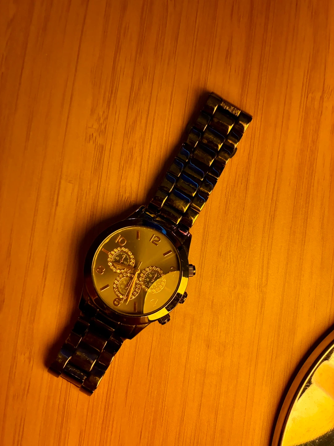Men's Wristwatch Black Metal Rose Gold Diamond Accents - photo 2