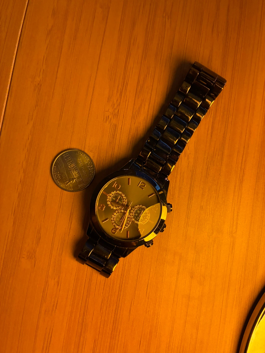 Men's Wristwatch Black Metal Rose Gold Diamond Accents - photo 4