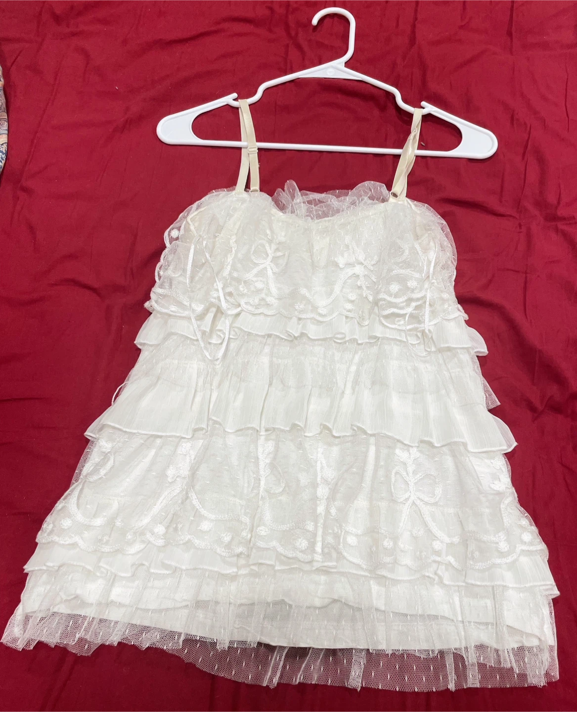 Free People White Ruffle Lace Dress Size S - photo 2