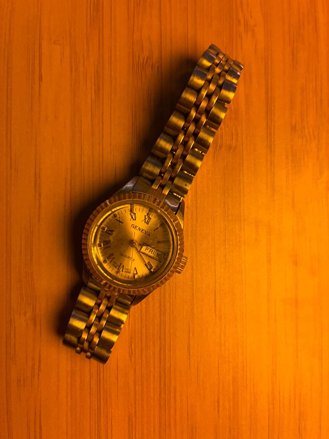 Geneva Gold Tone Day Date Watch