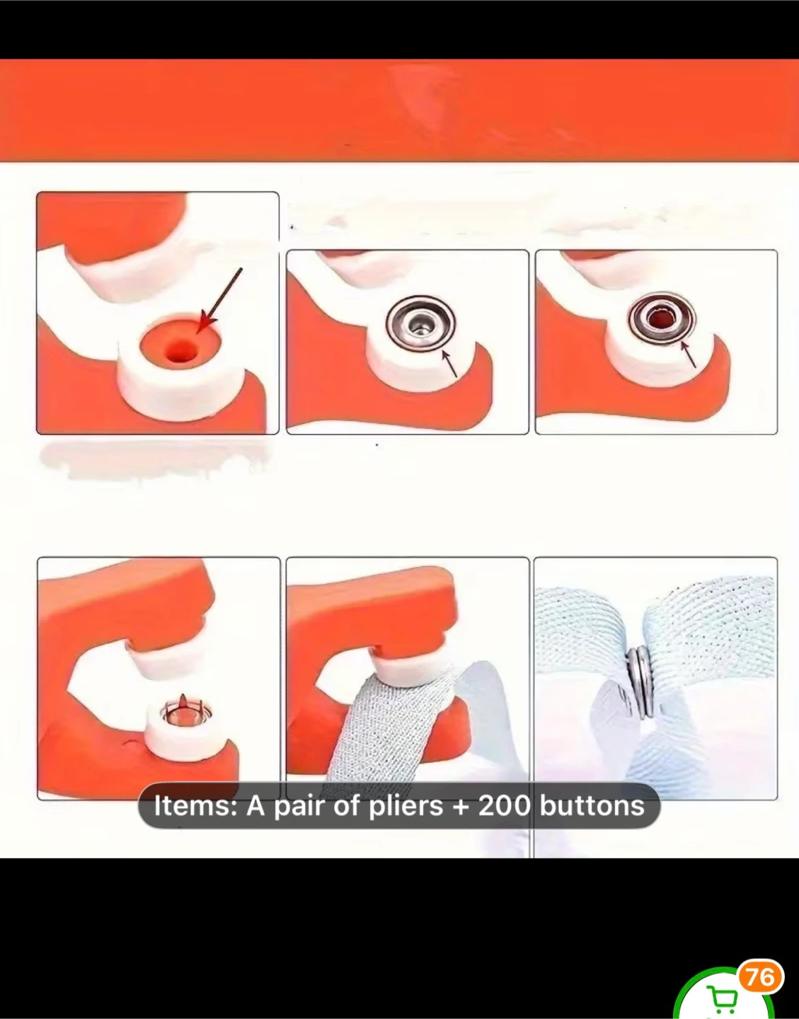 Snap Fastener Kit with Pliers and 200 Buttons - photo 5