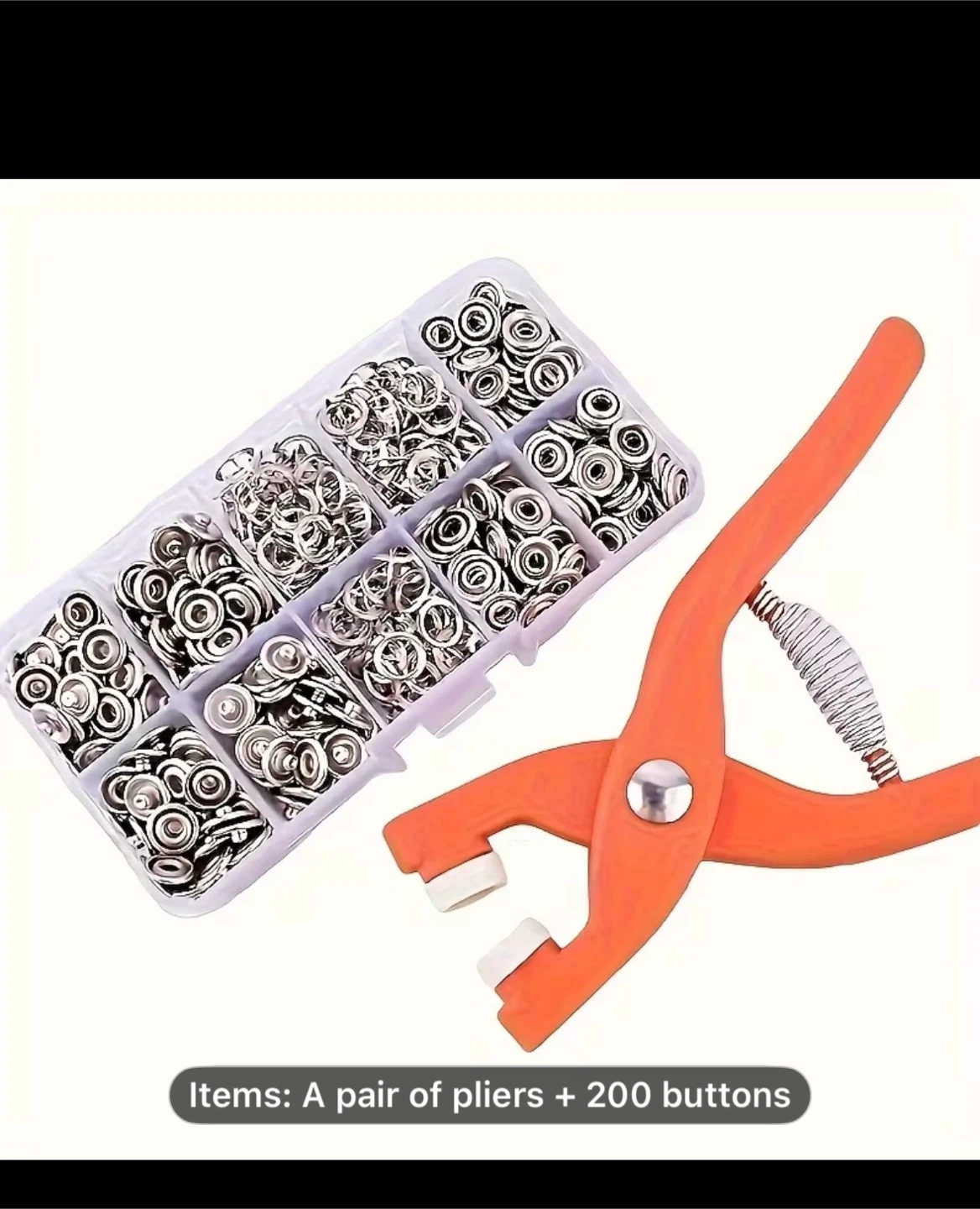Snap Fastener Kit with Pliers and 200 Buttons