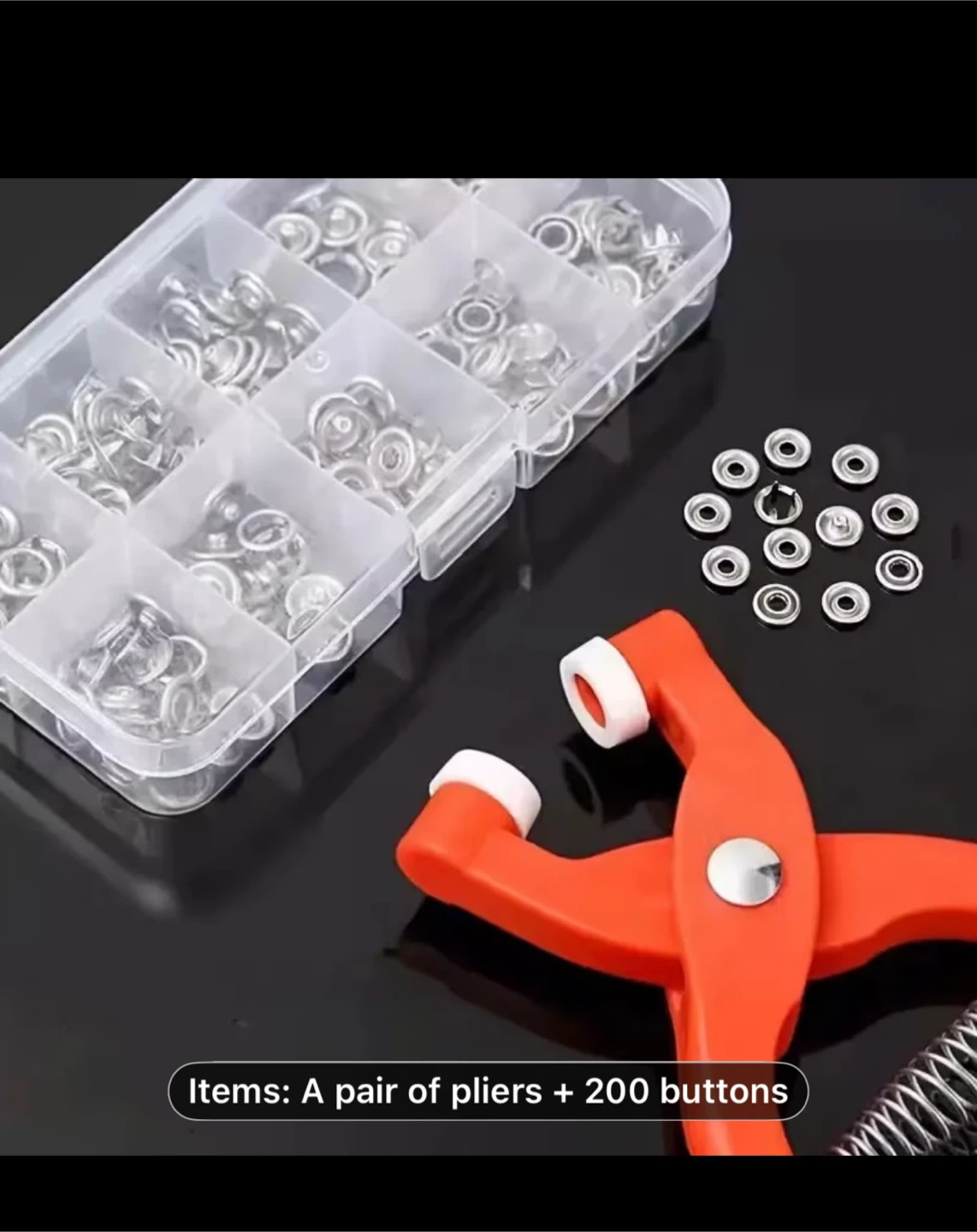 Snap Fastener Kit with Pliers and 200 Buttons - photo 3