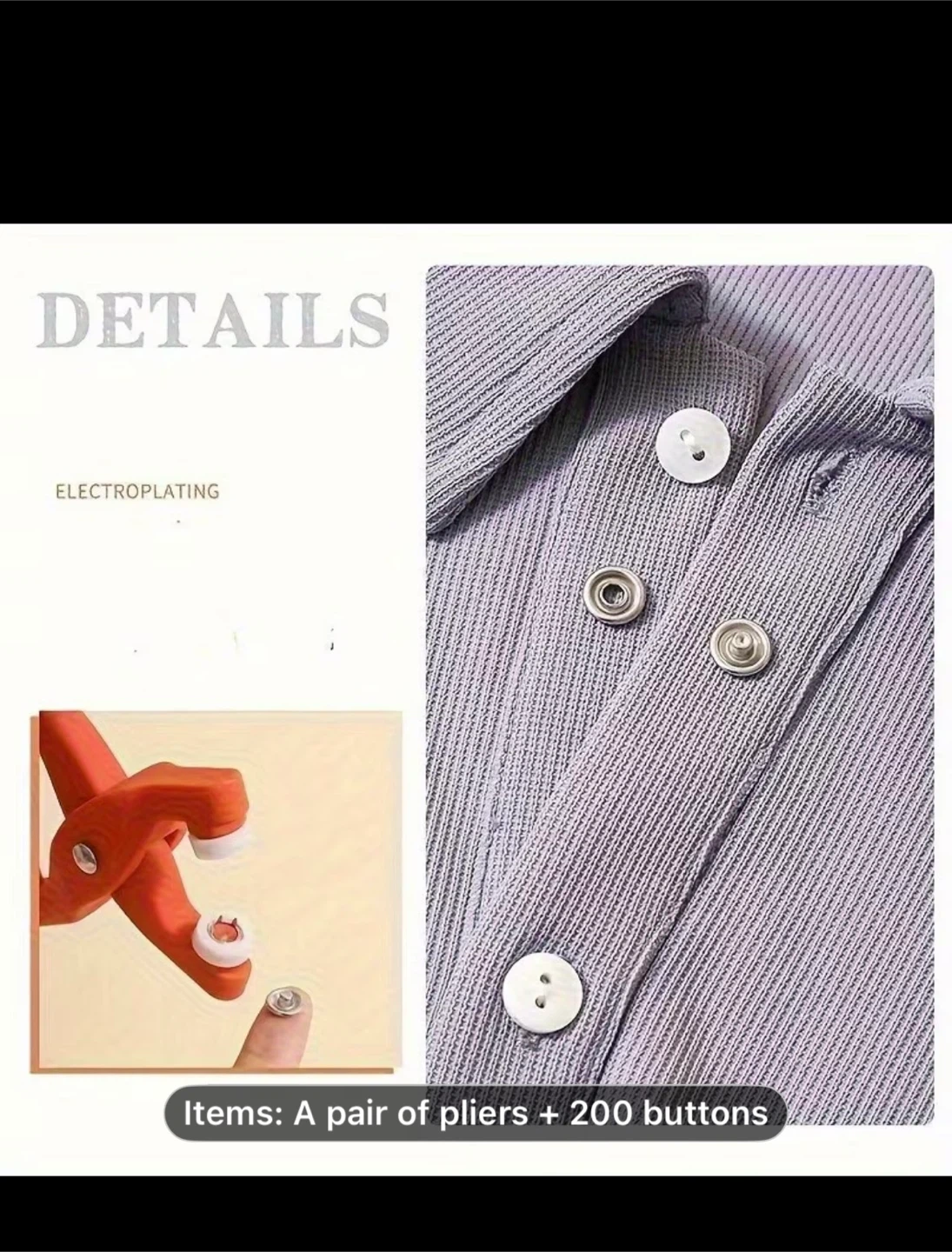 Snap Fastener Kit with Pliers and 200 Buttons - photo 2