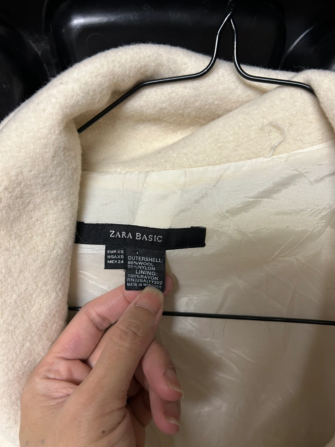 Zara Basic Cream Wool Blend Pea Coat - photo 2