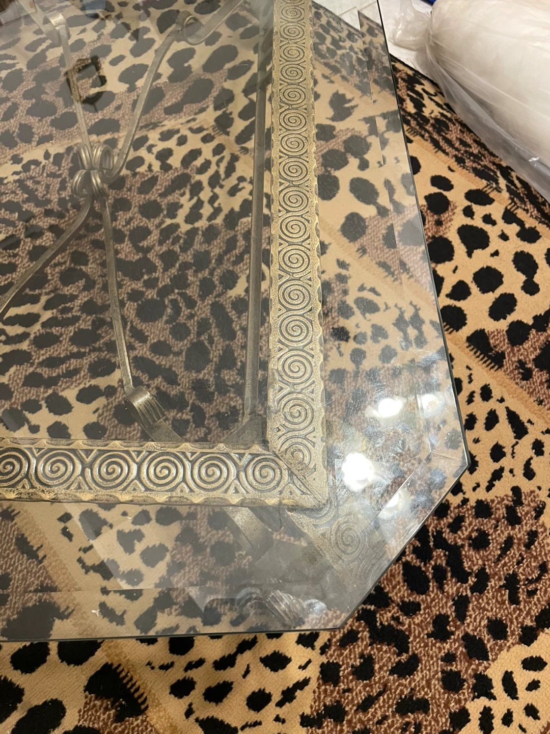 Glass Coffee Table with Ornate Metal Frame - photo 2